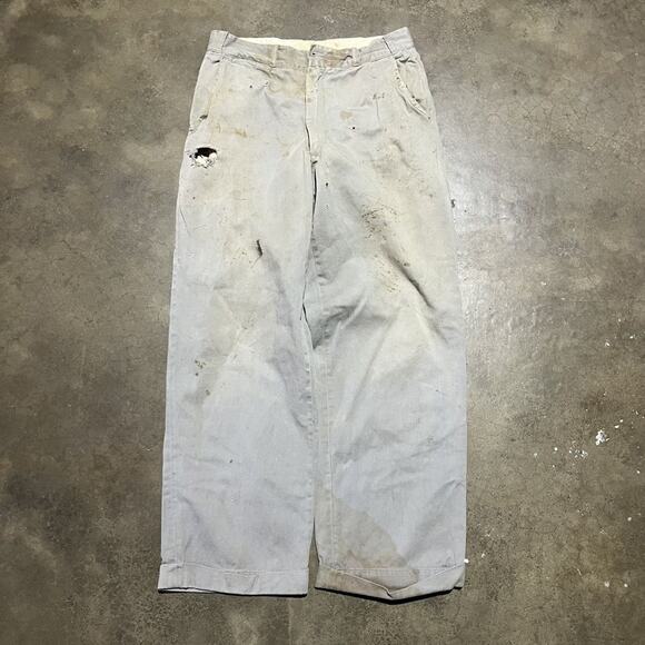 Vintage 50s Grey Sail Cloth Sanforized Cotton Chinos 29x28